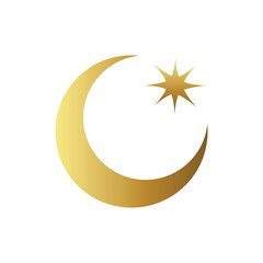 Moon and stars vector icon on background. Flat Moon Icon. Night symbol. Vector illustration. EPS10.