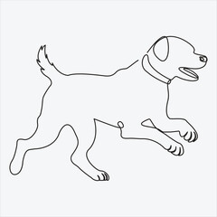 Vector Continuous line drawing of dog one line drawing