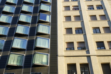 facade of a building with a lot of windows