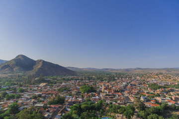 Obraz premium View of Aiquile city of Cochabamba, city of bolivian cultural festival of music, folclore. landscape