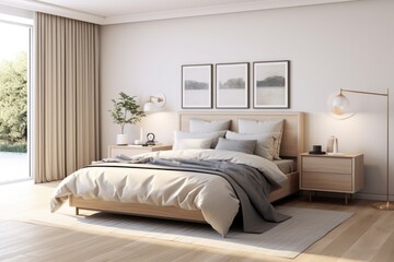 Fototapeta na wymiar Interior of modern contemporary bedroom