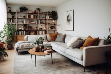 Interior of modern contemporary living room in house