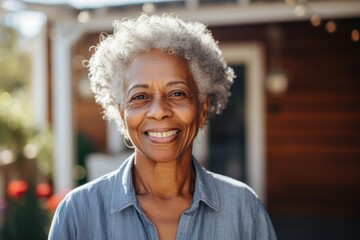 Portrait of a smiling senior woman in nursing home - obrazy, fototapety, plakaty