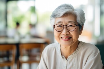 Fototapeta na wymiar Portrait of a smiling senior woman in nursing home