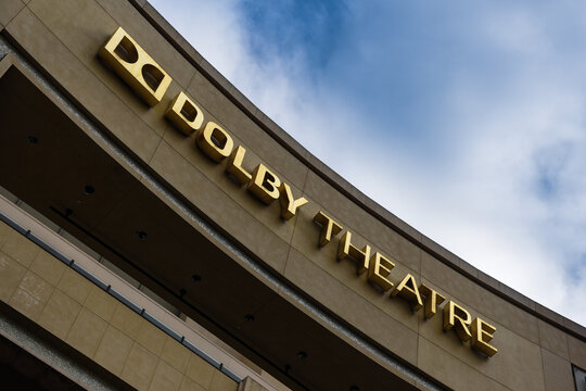 hollywood, los angeles, united states - 05.25.19 - big golden letters at the buidling dolby theatre in los angeles california