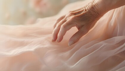 Fototapeta na wymiar Close-up of elderly lady's hand ballet dancing