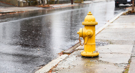 fire hydrant against urban backdrop, symbolizing safety and emergency preparedness