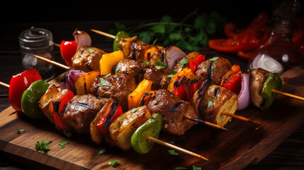 Grilled skewers are a celebration of flavors, a way to enjoy the best of what the grill has to offer. ai generated.