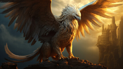 The gryphon is a creature of myth and legend, a symbol of power, wisdom, and courage. ai generated.