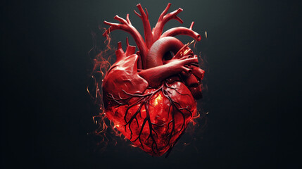 The heart is a muscle that pumps blood throughout the body, but it is also a symbol of love, compassion, and courage. ai generated. - obrazy, fototapety, plakaty