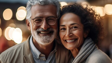 smiling loving older couple