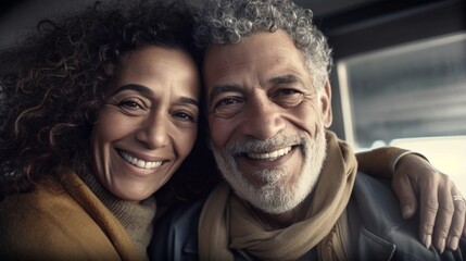 smiling loving older couple