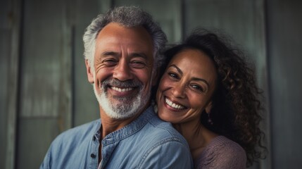 smiling loving older couple