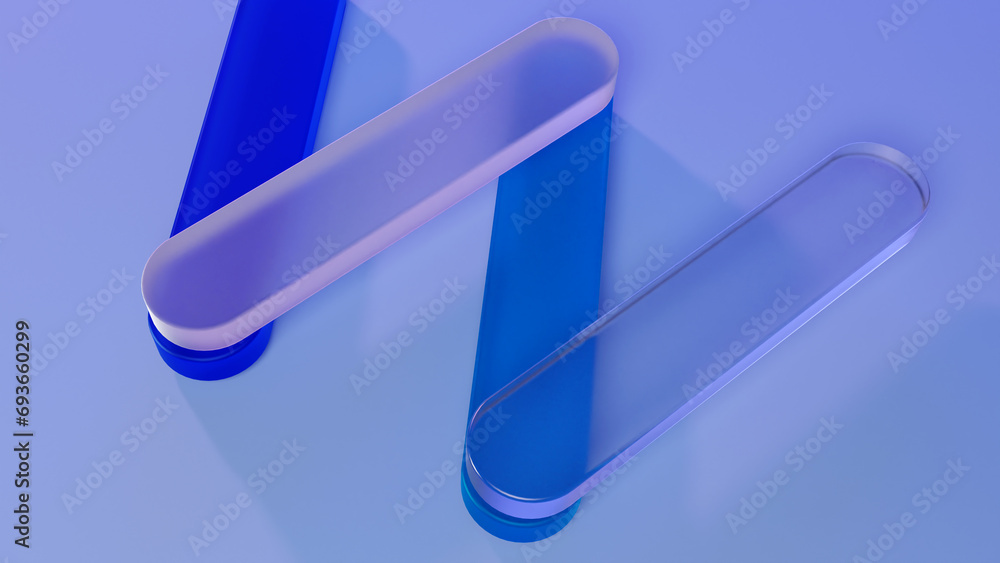 Aufkleber 3d rendered glass shapes a bright background. a minimal abstract scene with geometrical forms. set o