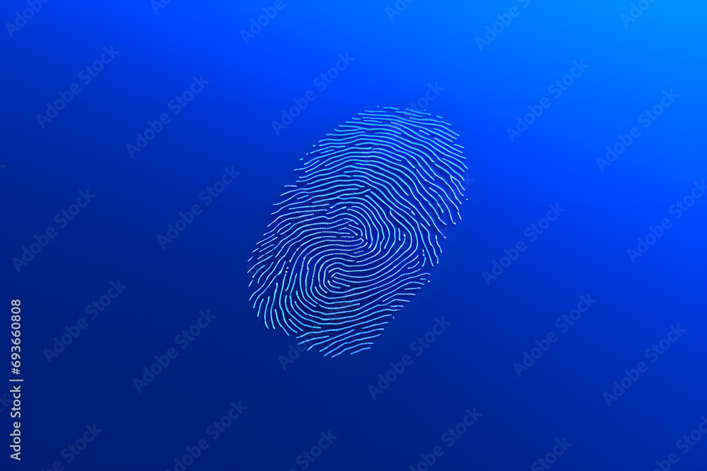 Aufkleber security access, cyber technology. fingerprint scan on deep blue background