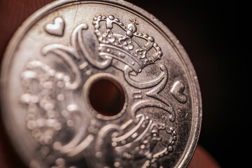 Danish petty cash. Danish money Close-up