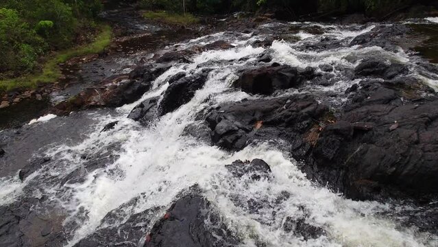 Tropical waterfall in Lagoa Encantada in the city of Ilheus Bahia Brazil