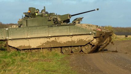 British army General Dynamics Ajax Reconnaissance and Strike armoured fighting vehicle (AFV), tank...