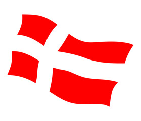 Danish flag waving on a white background	 - obrazy, fototapety, plakaty