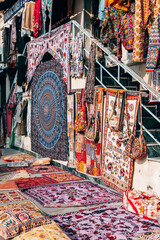 carpets are on sale at udaipur street, india