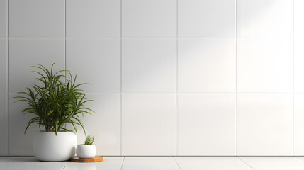 White ceramic rectangle mosaic tile geometric pattern. Classic white  brick tile  - obrazy, fototapety, plakaty