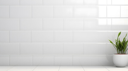 White ceramic rectangle mosaic tile geometric pattern. Classic white  brick tile 