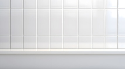 White ceramic rectangle mosaic tile geometric pattern. Classic white  brick tile 