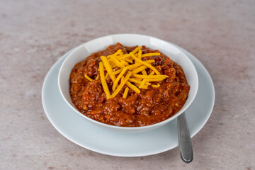 Chili in white bowl 