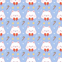 seamless pattern with animals Christmas cat