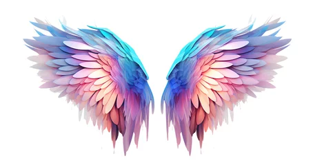 Rolgordijnen Boho dieren Beautiful magic watercolor angel wings isolated on white background