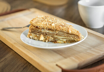 piece of honey cake on a plate