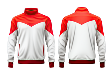 Front And Back View Luxury White And Orange Track jacket On Transparent Background