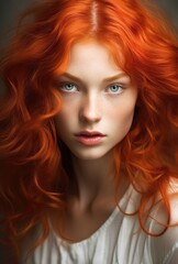Young red hair natural beauty fashion model girl