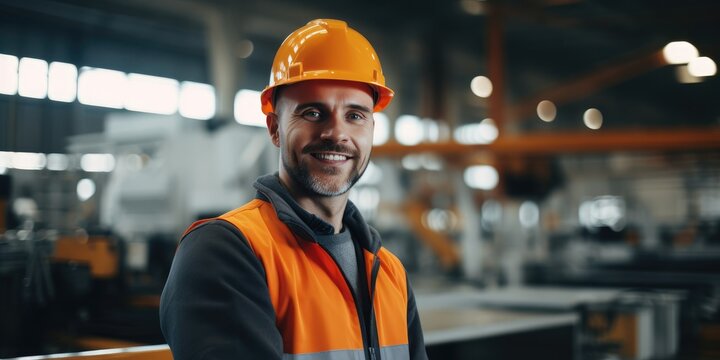 Technician man industrial worker operator of machine, factory