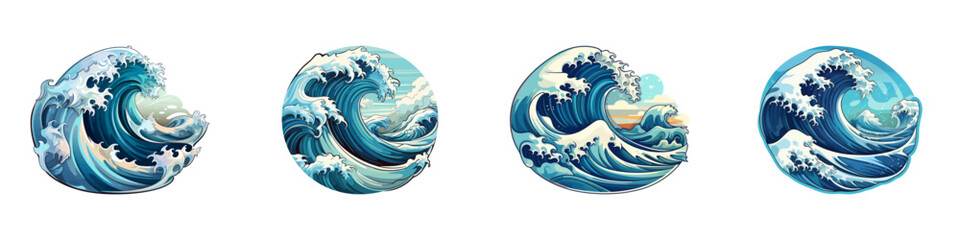 Fototapeta na wymiar Сartoon ocean wave. Vector illustration