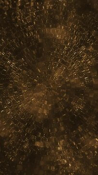 Vertical video - shiny glitzy rippling golden particles mirrorball effect background. This glittering sparkling disco party background is full HD and a seamless loop.