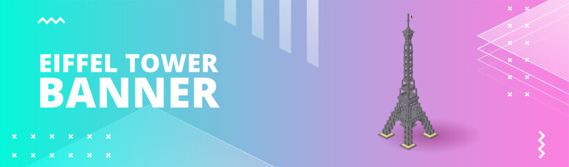 Banner with the Eiffel Tower for printing and design. Vector illustration.