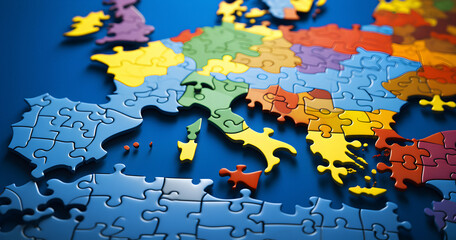 Europe silhouette, countries Map, Connected map Europe, European Union concept,