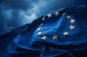Obraz na płótnie Canvas European Union flag, waving colorful flag, Union waving, Banner with EU