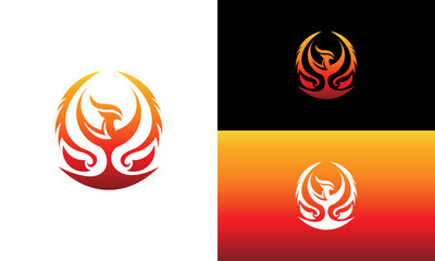 phoenix bird icon with gradient colors logo design vector