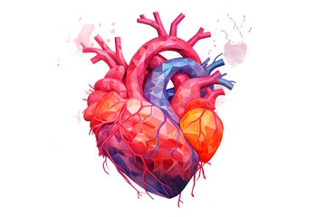 Human heart, colorful generative illustration on transparent background
