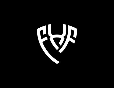 FXF creative letter shield logo design vector icon illustration