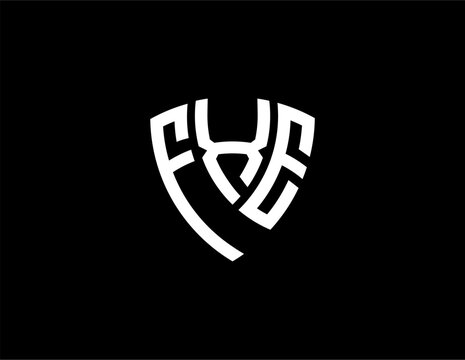 FXE creative letter shield logo design vector icon illustration