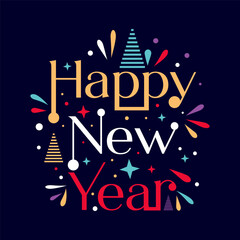 Happy new year typography text. Vector Illustration