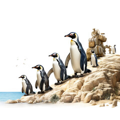 Obraz premium penguins on the beach