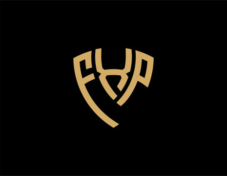 FXP creative letter shield logo design vector icon illustration