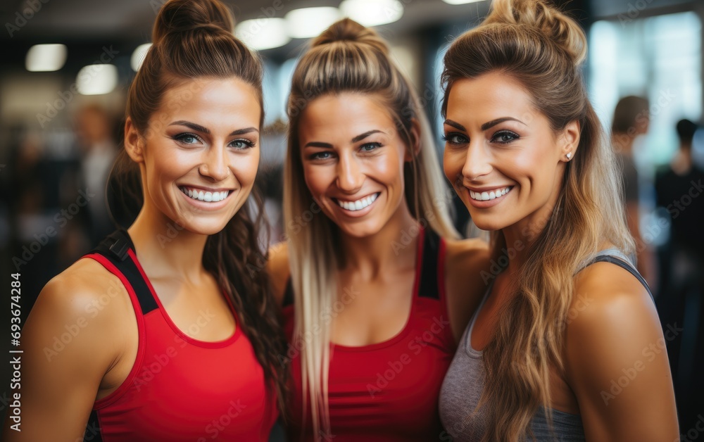 Canvas Prints Group of smiling athletic beautiful women in a fitness studio