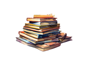 Stack of literature books on transparent background