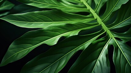 Fototapeta premium the vibrant beauty of papaya leaves, highlighting their intense green color, focusing on the simplicity and elegance of the leaves against a clean backdrop.