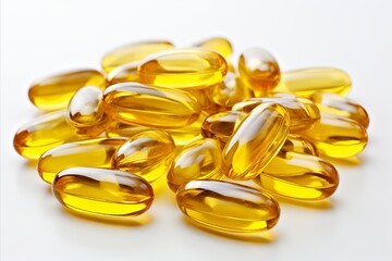 Vibrant food supplements on white background with copy space for branding or messaging